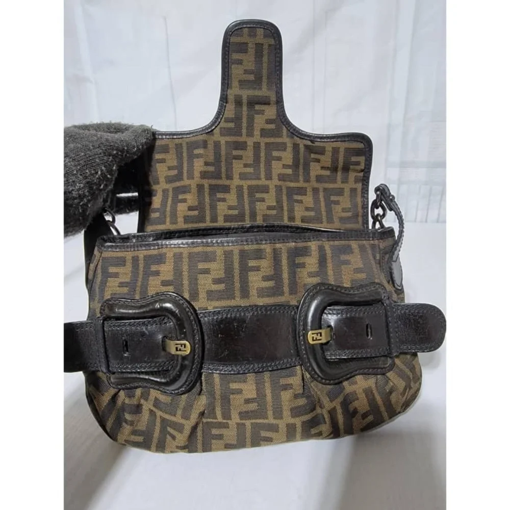 Authentic Fendi Tobbaco Zucca Canvas and Leather B Bis Hobo Shoulder Bag…